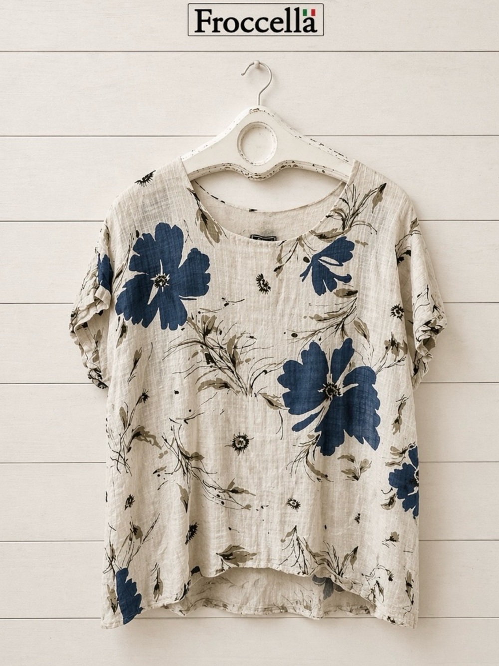 FROCCELLA – Floral Crinkled Top – Est. Size M to XL